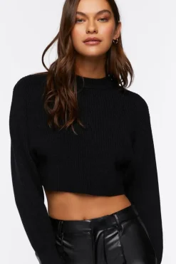 Cropped Rib-Knit Sweater