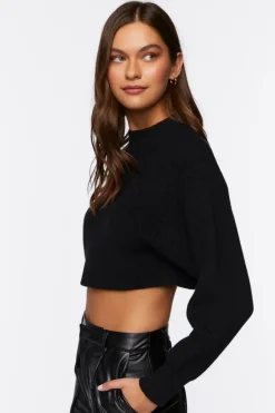 Cropped Rib-Knit Sweater