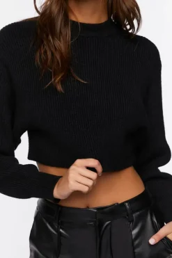 Cropped Rib-Knit Sweater