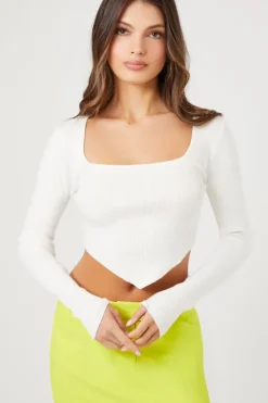 Cropped Rib-Knit Sweater