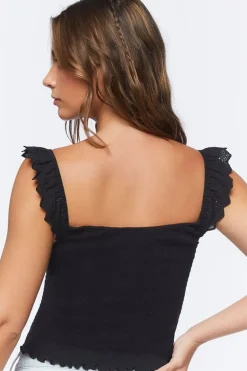 Cropped Ruffle-Strap Tank Top