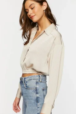 Cropped Satin Shirt