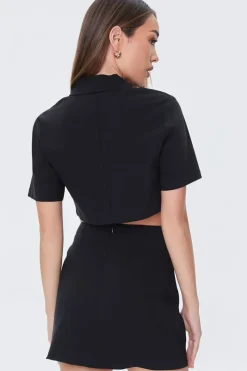 Cropped Shirt & Mini Skirt Set