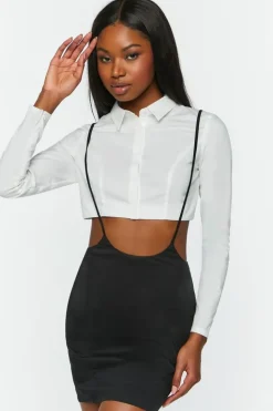 Cropped Shirt & Suspender Combo Dress