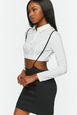 Cropped Shirt & Suspender Combo Dress