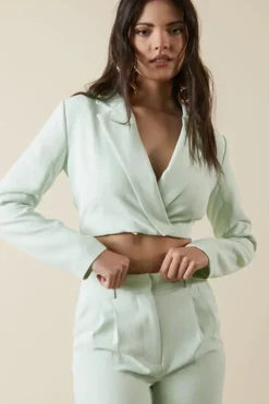 Cropped Surplice Blazer