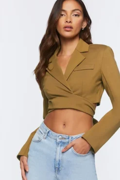 Cropped Tie-Back Blazer Top