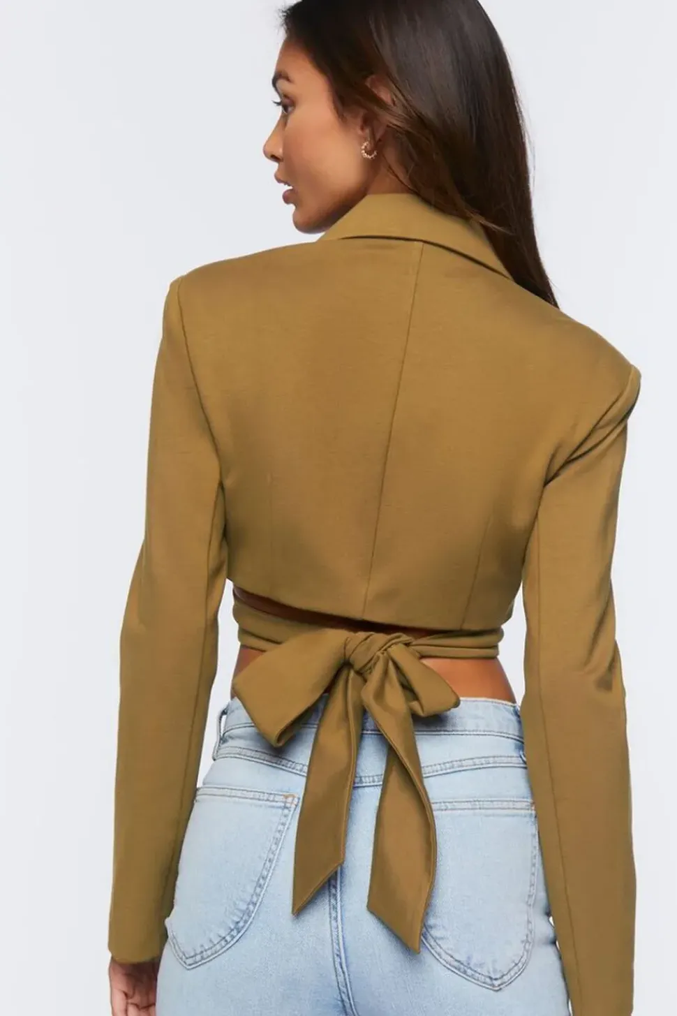 Cropped Tie-Back Blazer Top