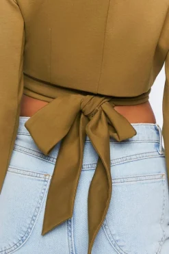 Cropped Tie-Back Blazer Top