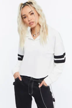 Cropped Varsity-Striped Pullover
