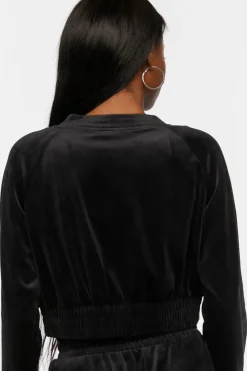 Cropped Velvet Zip-Up Jacket
