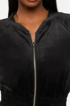 Cropped Velvet Zip-Up Jacket