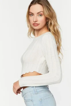 Cropped V-Hem Sweater