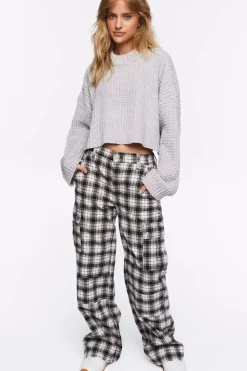 Cropped Waffle Knit Sweater