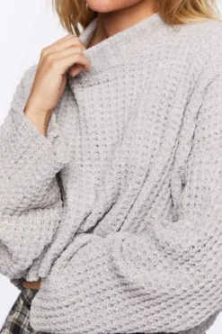 Cropped Waffle Knit Sweater