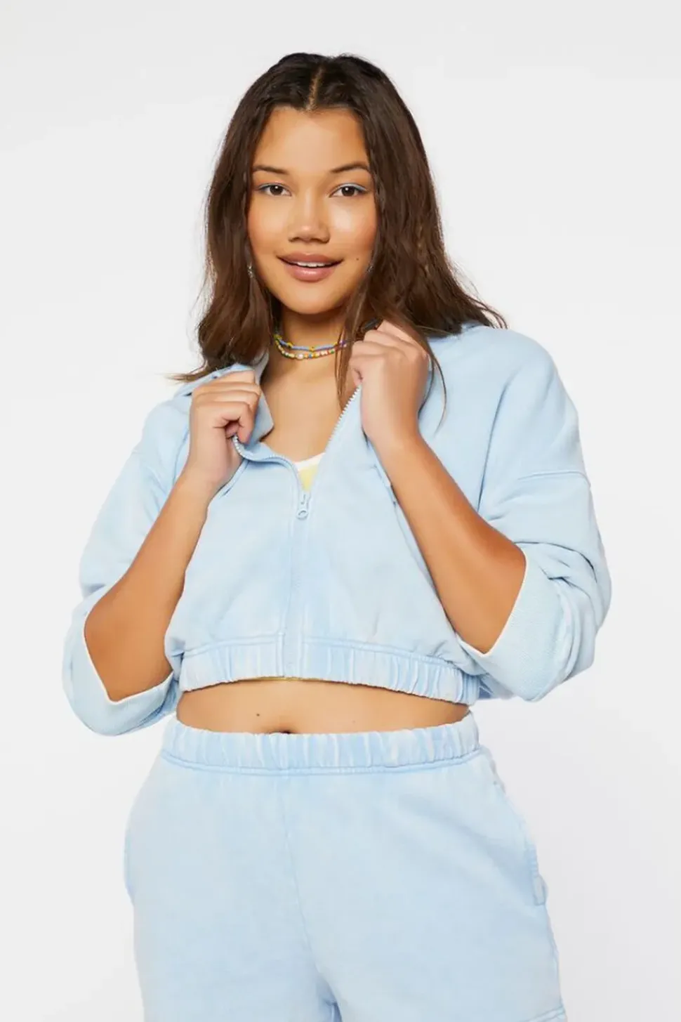 Cropped Zip-Up Hoodie