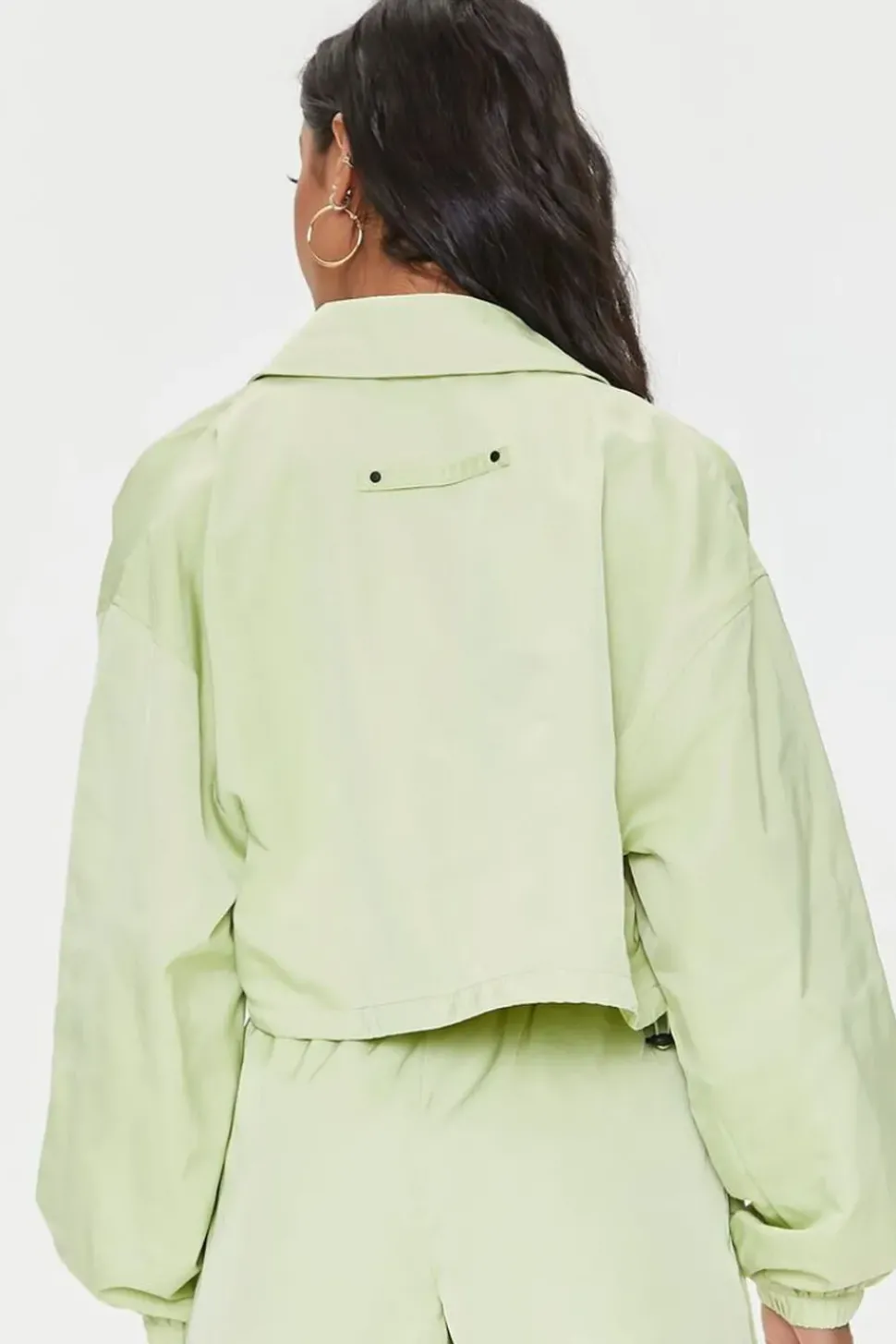 Cropped Zip-Up Windbreaker Jacket