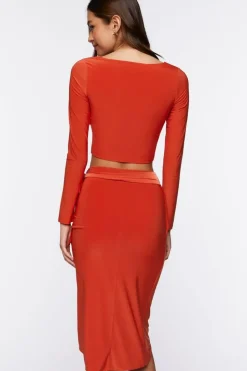 Crop Top & Wrap Midi Skirt Set