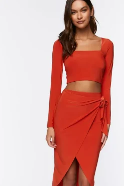 Crop Top & Wrap Midi Skirt Set