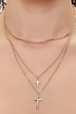 Cross Charm Layered Necklace