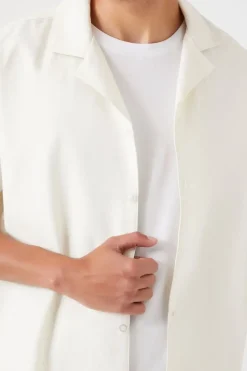 Cuban Collar Linen-Blend Shirt