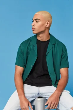 Cuban Collar Short-Sleeve Shirt