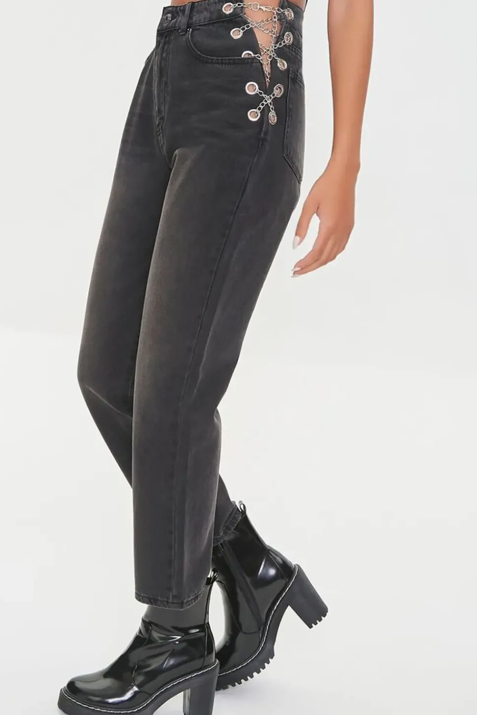 Curb Chain High-Rise Jeans