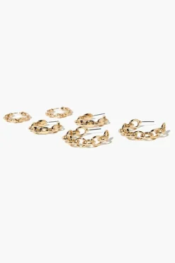 Curb Chain Hoop Earring Set