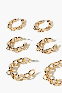 Curb Chain Hoop Earring Set
