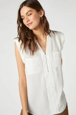 Curved-Hem Patch Pocket Top