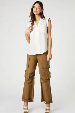 Curved-Hem Patch Pocket Top