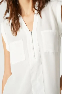 Curved-Hem Patch Pocket Top