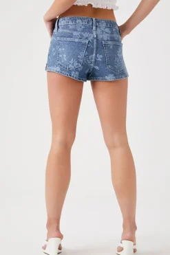 Curvy Floral Print Denim Shorts