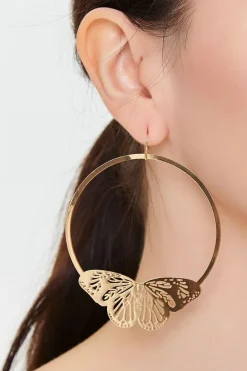 Cutout Butterfly Hoop Earrings