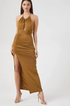 Cutout Chain Halter Maxi Dress
