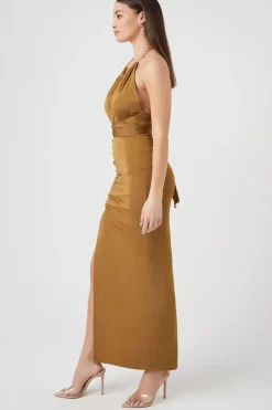 Cutout Chain Halter Maxi Dress