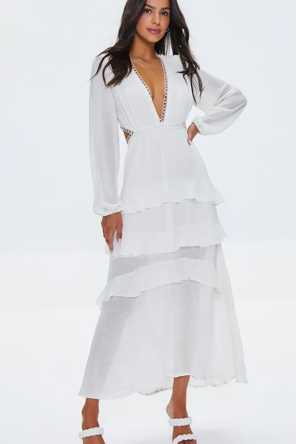 Cutout Chiffon Maxi Dress