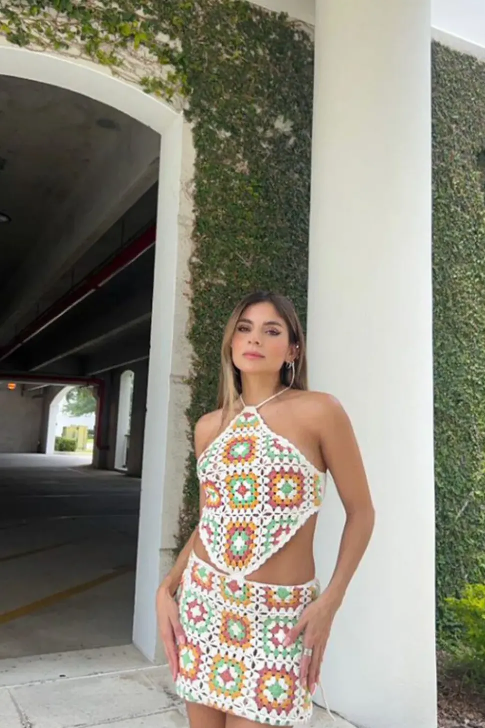 Cutout Crochet Mini Dress