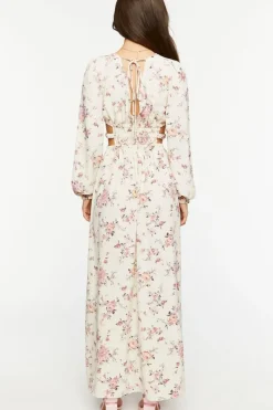 Cutout Floral Print Maxi Dress
