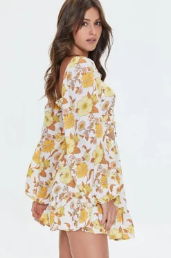 Cutout Floral Print Mini Dress