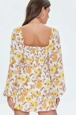 Cutout Floral Print Mini Dress