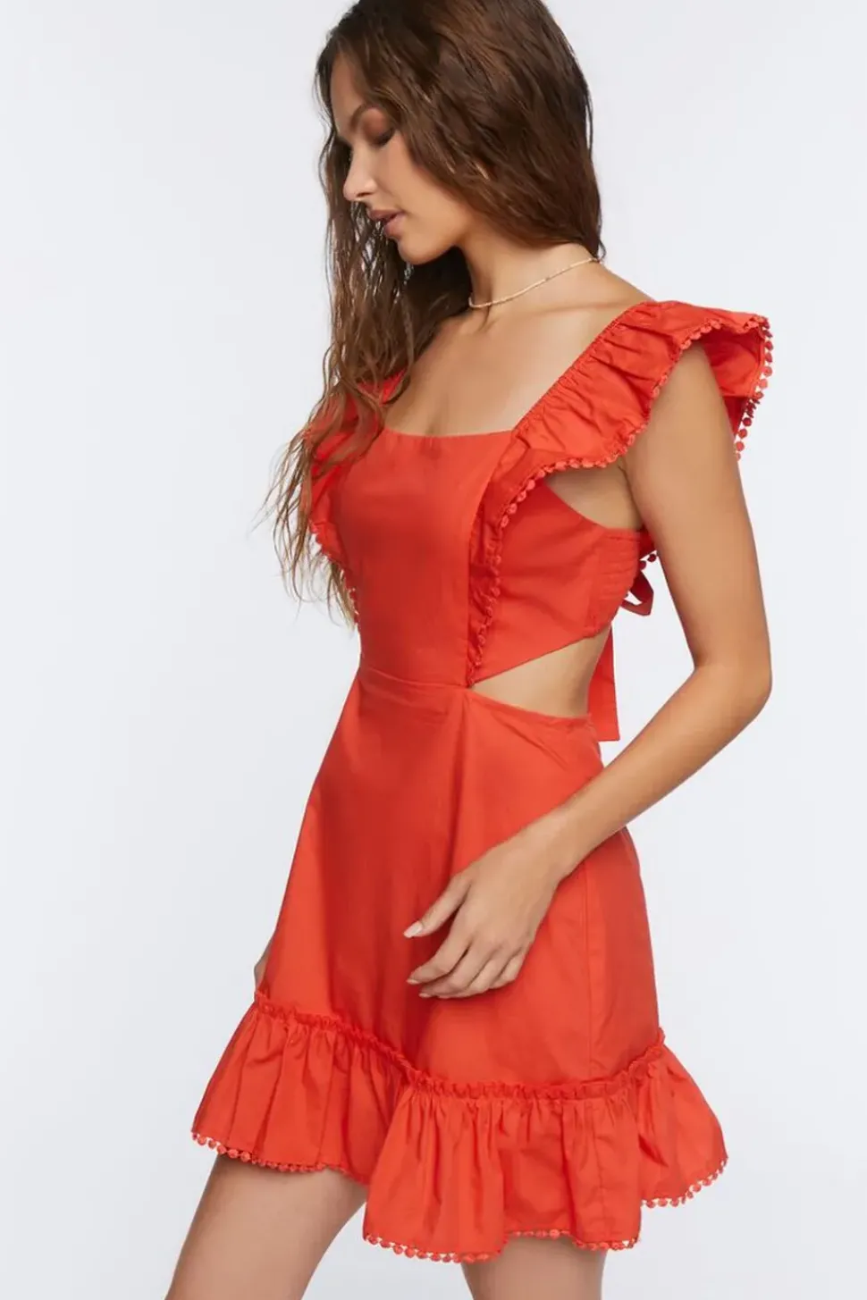 Cutout Flounce Mini Dress