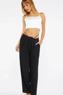 Cutout High-Rise Relaxed Pants