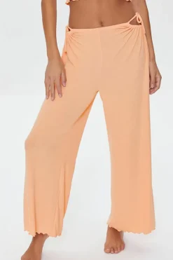 Cutout Lettuce-Edge Pajama Pants