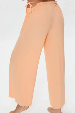 Cutout Lettuce-Edge Pajama Pants