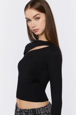 Cutout Long-Sleeve Crop Top