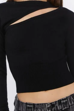 Cutout Long-Sleeve Crop Top