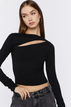 Cutout Long-Sleeve Crop Top