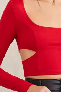 Cutout Long-Sleeve Crop Top