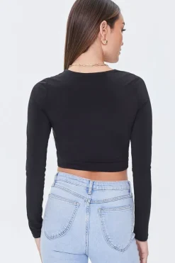 Cutout Long-Sleeve Crop Top